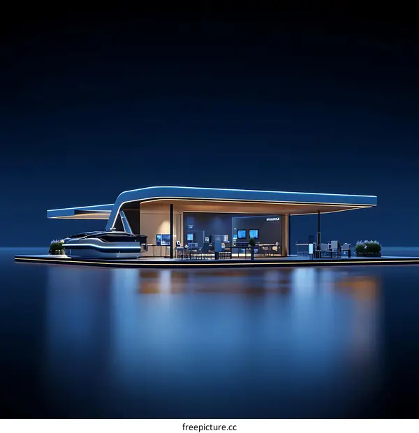 Floating Exhibition Building at Night