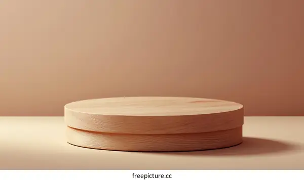 Empty Wooden Round Display Podium