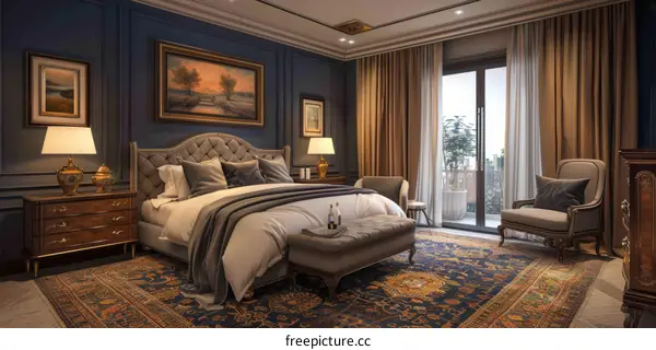 Luxury Bedroom Interior Design with Elegant Furniture and Artwork