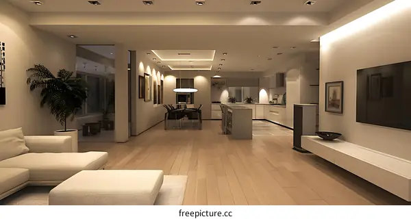 Modern Interior Design with White Sofa and Hardwood Floor