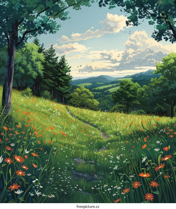 Wildflower Hillside Fantasy