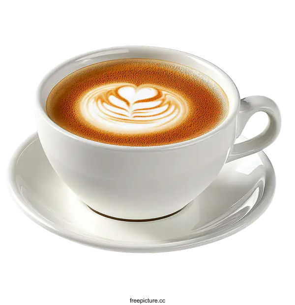[Transparent Background PNG]Aromatic Latte Art in White Cup