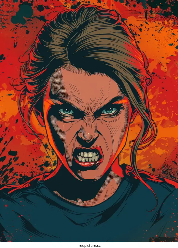 Angry Woman Portrait Illustration
