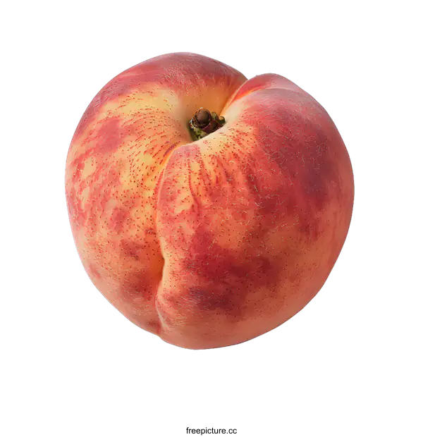 [Transparent Background PNG]Single Ripe Peach Isolated On White Background