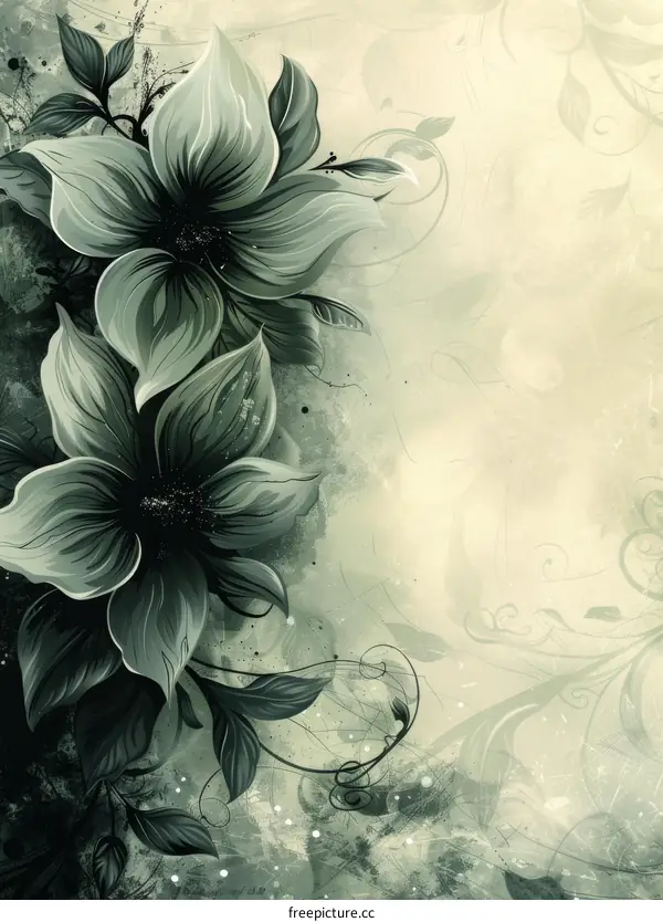 Green Flowers Digital Art Background