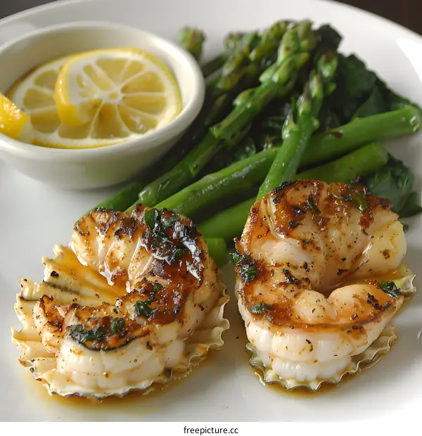 grilled scallops with asparagus