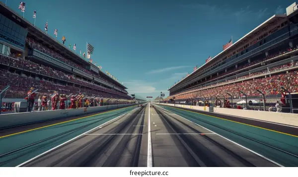 Empty Racetrack with Spectators in Stands