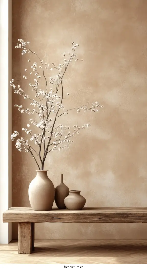 Rustic Interior Design with Vases and Branches