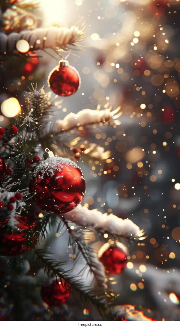 Ornamented Christmas Tree with Festive Lights