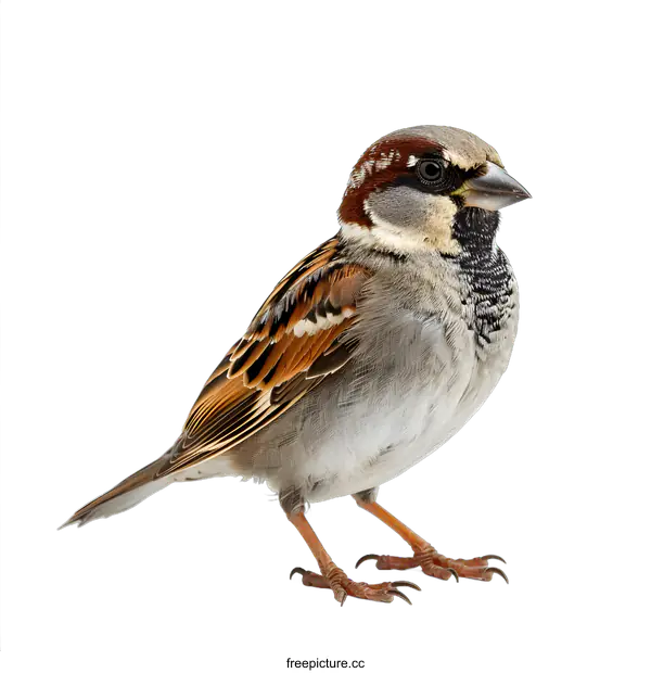 [Transparent Background PNG]House Sparrow on White Background