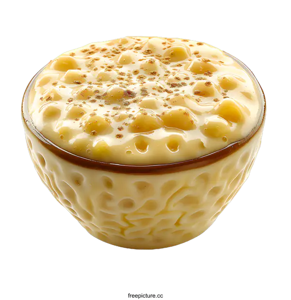 [Transparent Background PNG]Bowl of Rice Pudding with Cinnamon