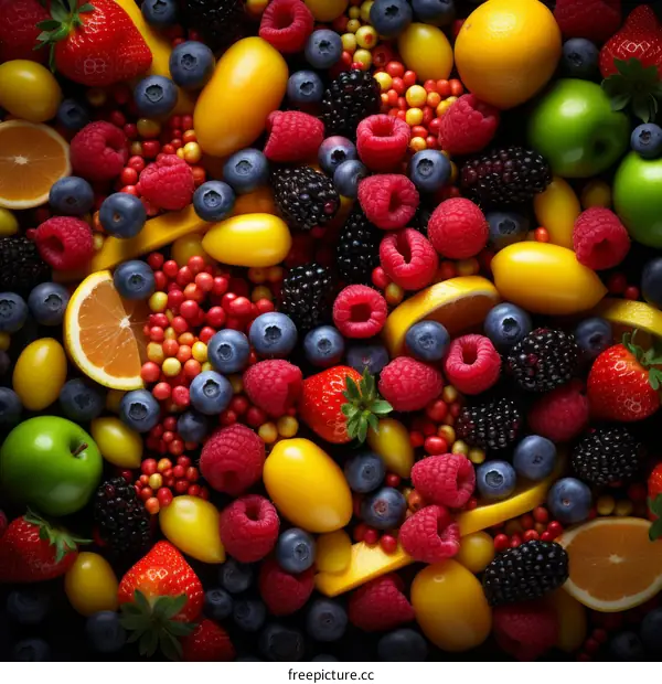 A Variety of Fresh Fruits: Strawberries, Blueberries, Raspberries, and Blackberries