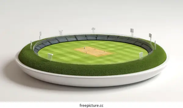 Miniature Cricket Stadium Illustration