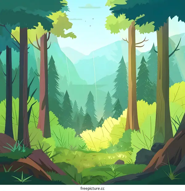 Green Forest Landscape Illustration