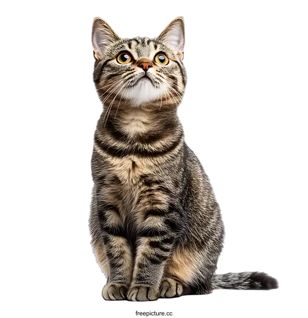[Transparent Background PNG]Cute Tabby Cat Sitting on transparent background