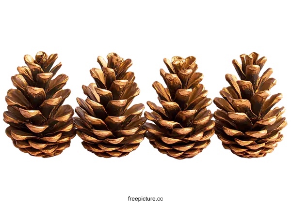 [Transparent Background PNG]Gold Painted Pine Cones Arrangement