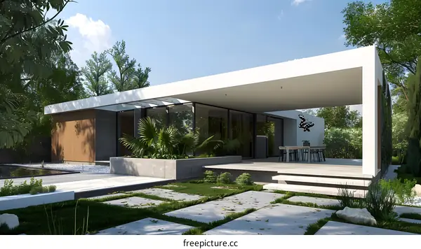 Modern House Design with Large Windows and Patio