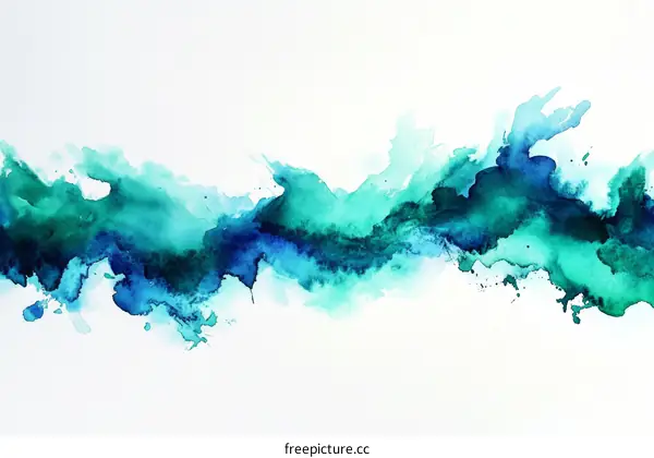 Abstract Watercolor Painting of Teal and Turquoise Hues