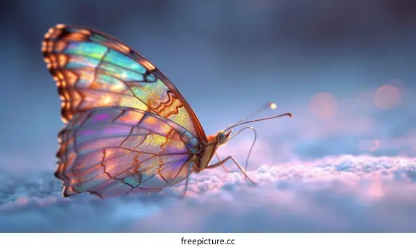 A butterfly on the snow