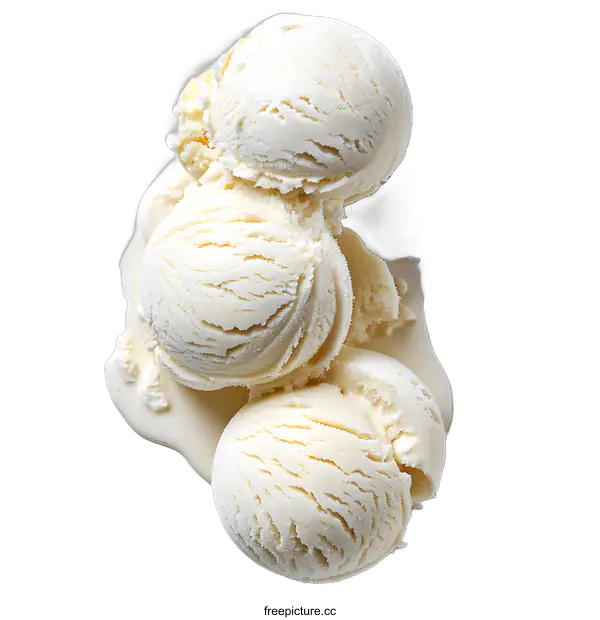 [Transparent Background PNG]Three scoops of vanilla ice cream