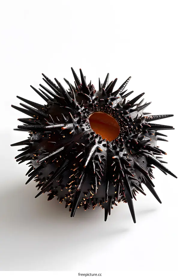 Black sea urchin shell