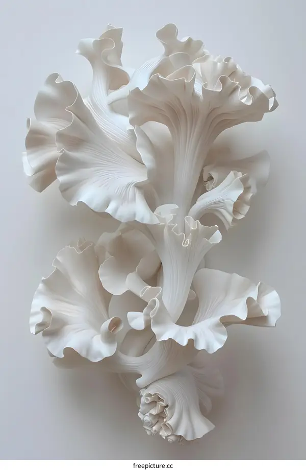 White Ceramic Sculpture on White Background