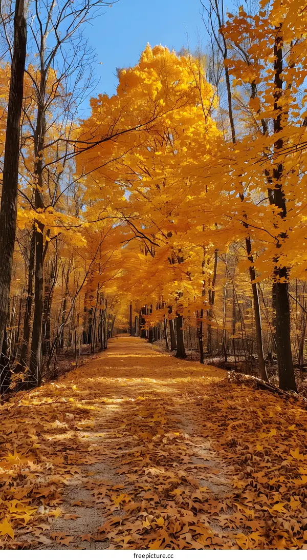 The golden path in autumn