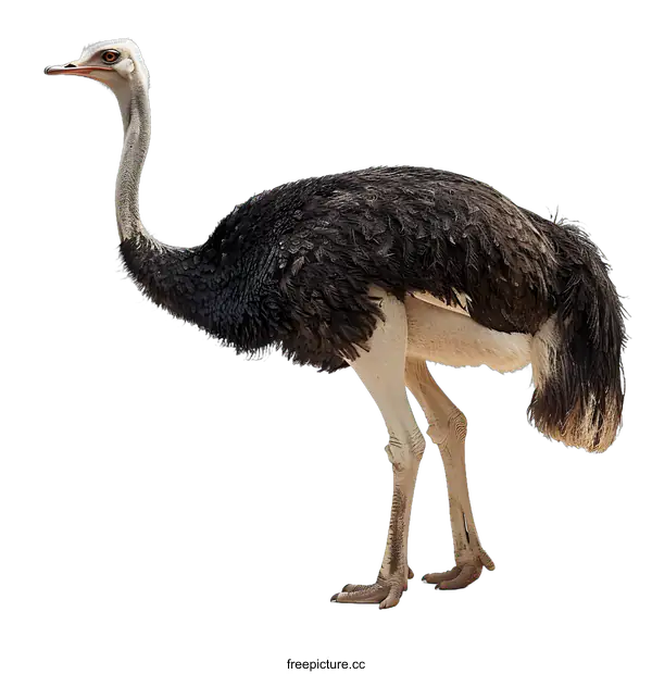 [Transparent Background PNG]Ostrich Standing Tall on White Background