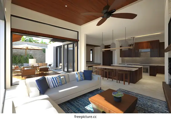 Modern Living Room Interior Design With Patio View