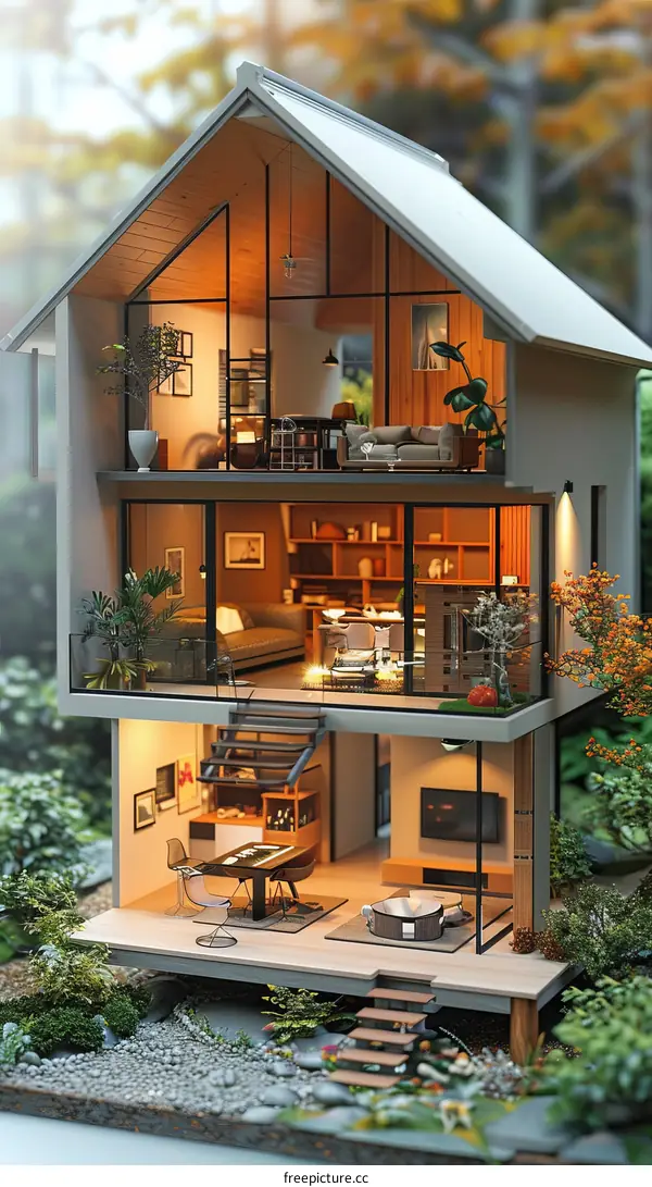 Modern Glass House with Garden Terrace