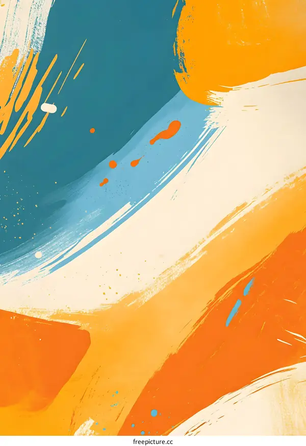 Abstract Brushstroke Background With Orange And Blue Colors
