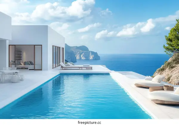 Modern Villa Poolside with Ocean View