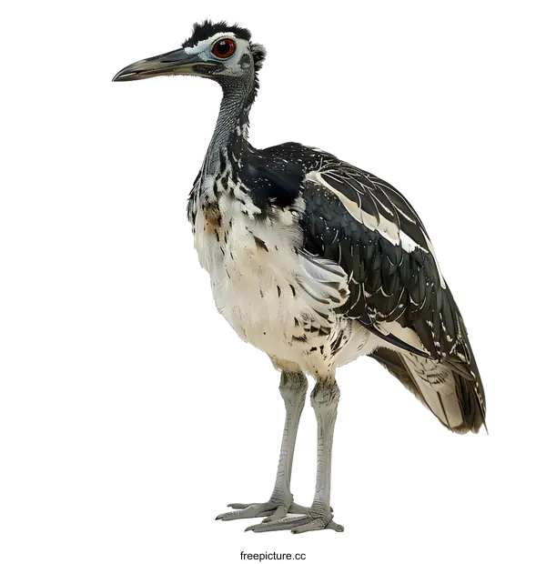 [Transparent Background PNG]A black and white bird with a long neck and a red eye