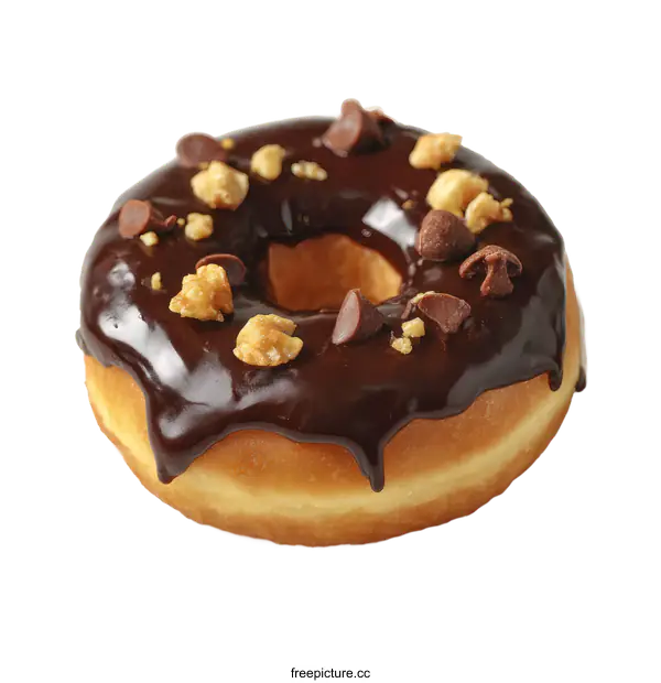 [Transparent Background PNG]Delicious Chocolate Doughnut with Toppings