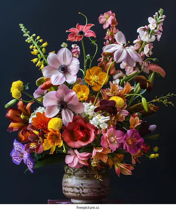Colorful Bouquet of Flowers in a Vase