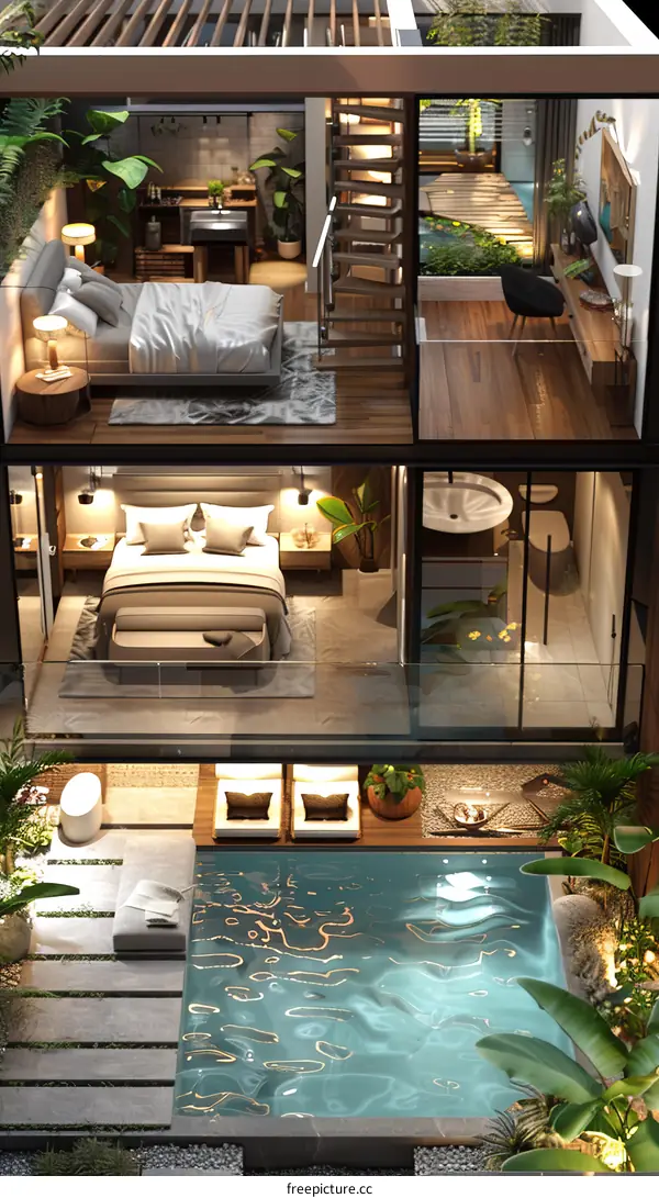 Modern Tropical Tiny House Design with Pool