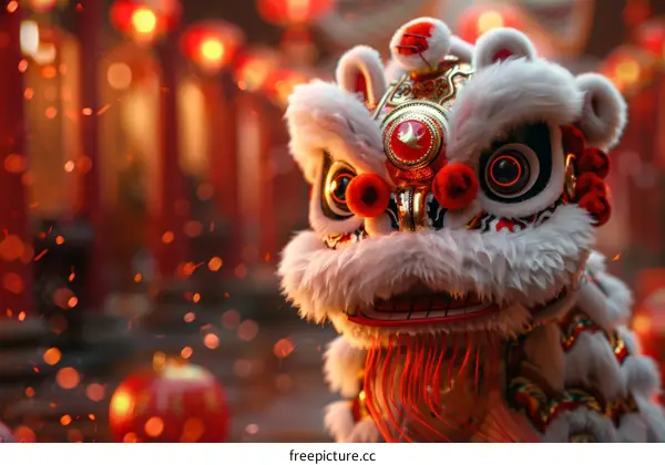 Dynamic Lion Dance: A Cultural Celebration of Strength and Luck
