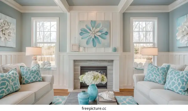 Light and airy living room with coastal decor