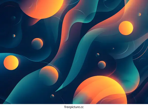 Abstract Art Background with Orange and Blue Circles
