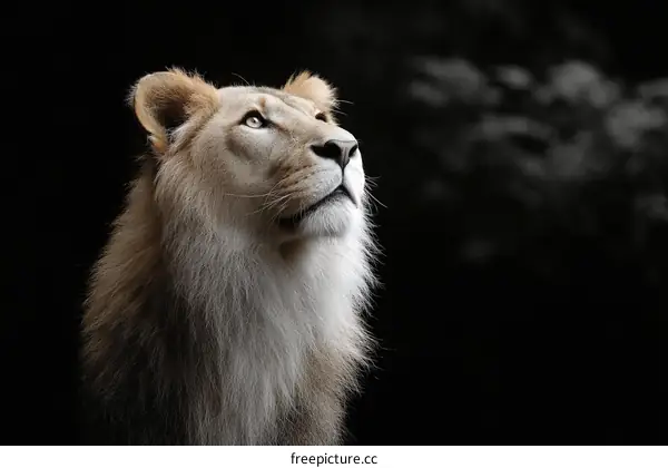 Majestic Lion Portrait Against Black Background