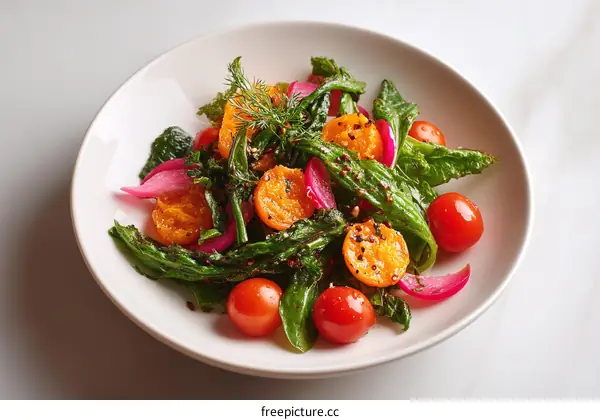 Delicious Vegetable Salad with Colorful Garnish