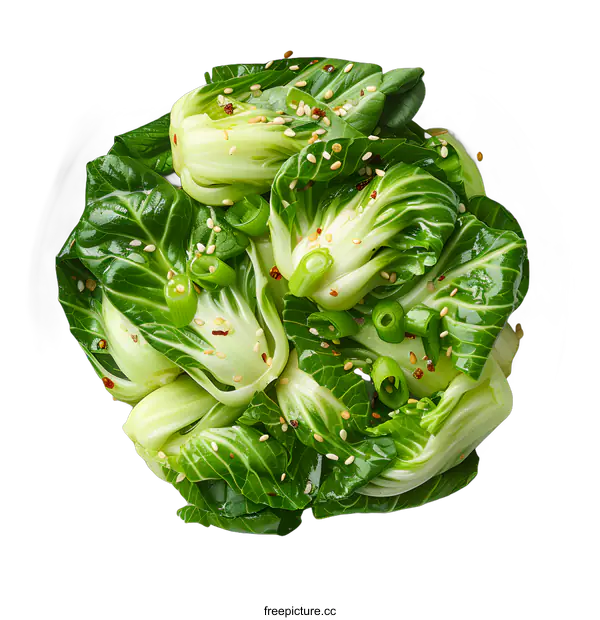 [Transparent Background PNG]Steamed Baby Bok Choy with Sesame Seeds