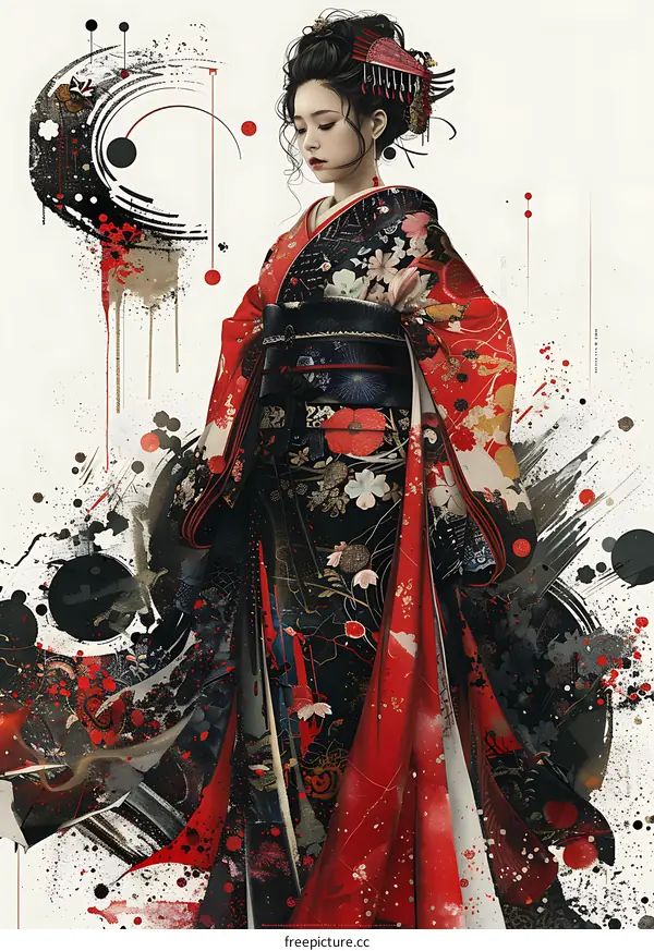 A geisha wearing a kimono