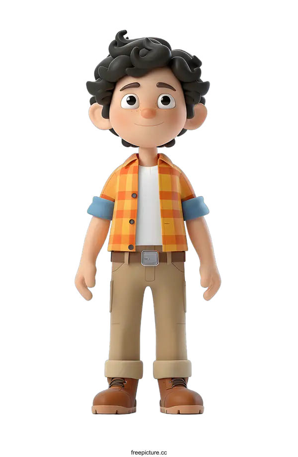[Transparent Background PNG]boy in orange and blue clothes