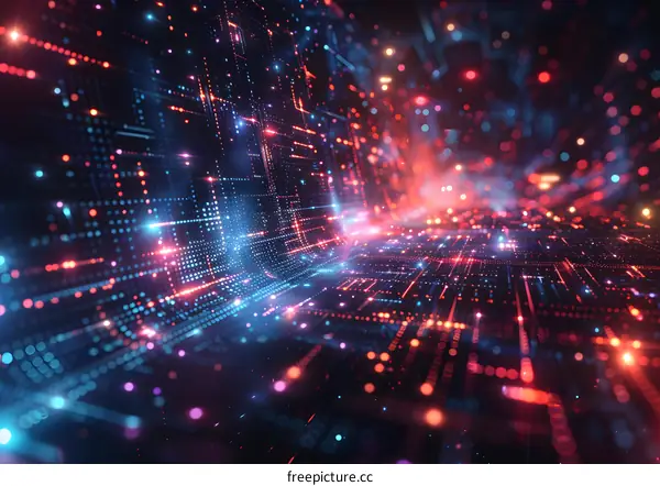 Abstract technology background with glowing dots and lines