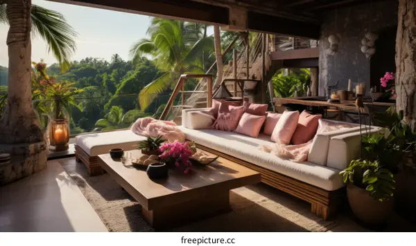 Luxury Tropical Paradise View from Lavish Living Room