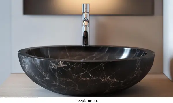 Modern Dark Marble Vessel Sink