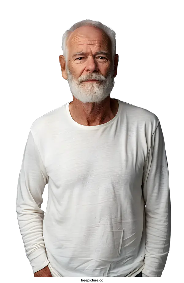 [Transparent Background PNG]portrait of an old man with white hair and beard