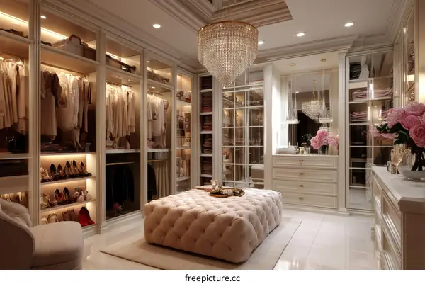 Luxury Walk-in Closet Design with Elegant Decor