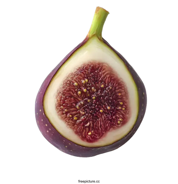 [Transparent Background PNG]Half of a Ripe Fig Isolated on White Background